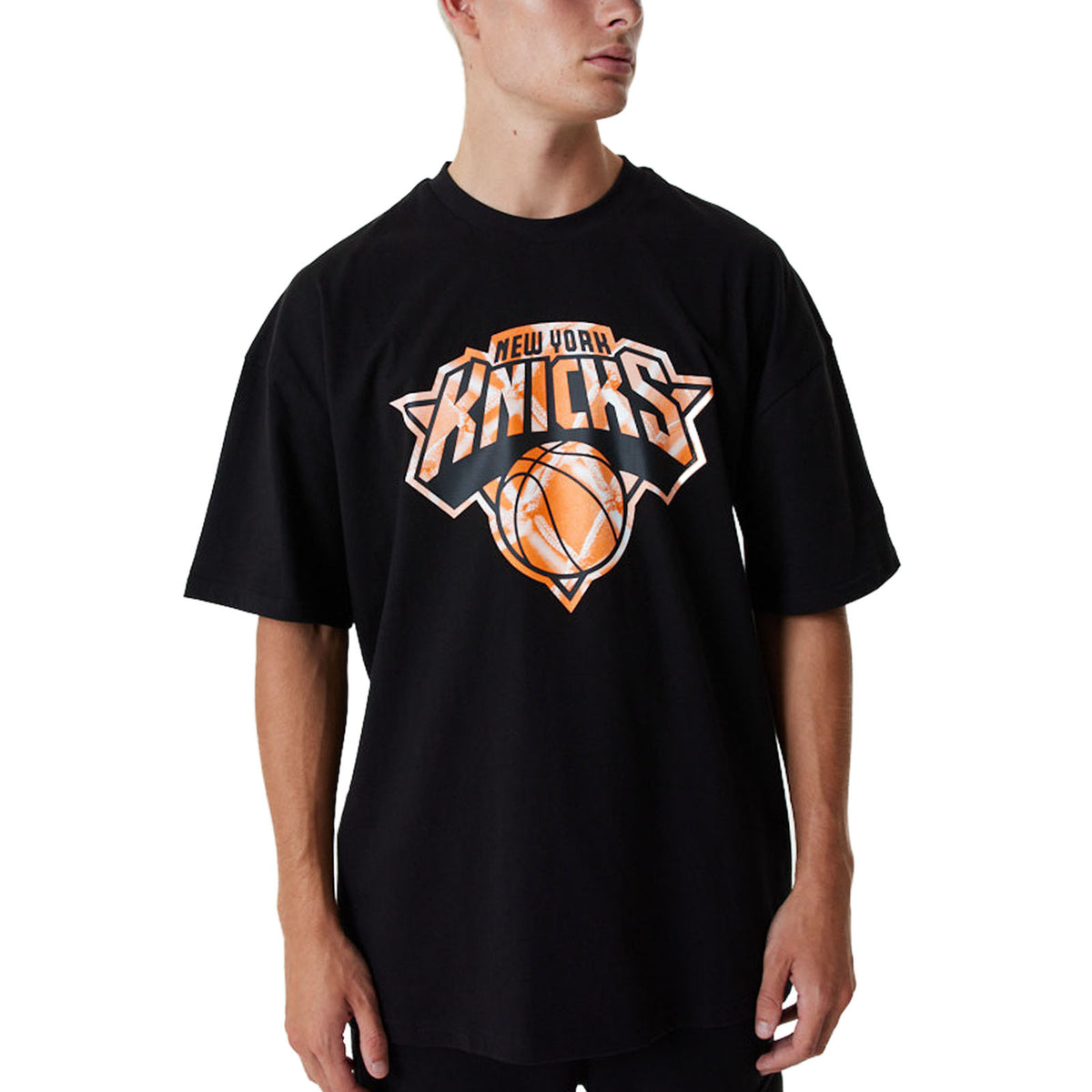 New Era New York Knicks NBA Infill Logo Oversized T-Shirt - Black