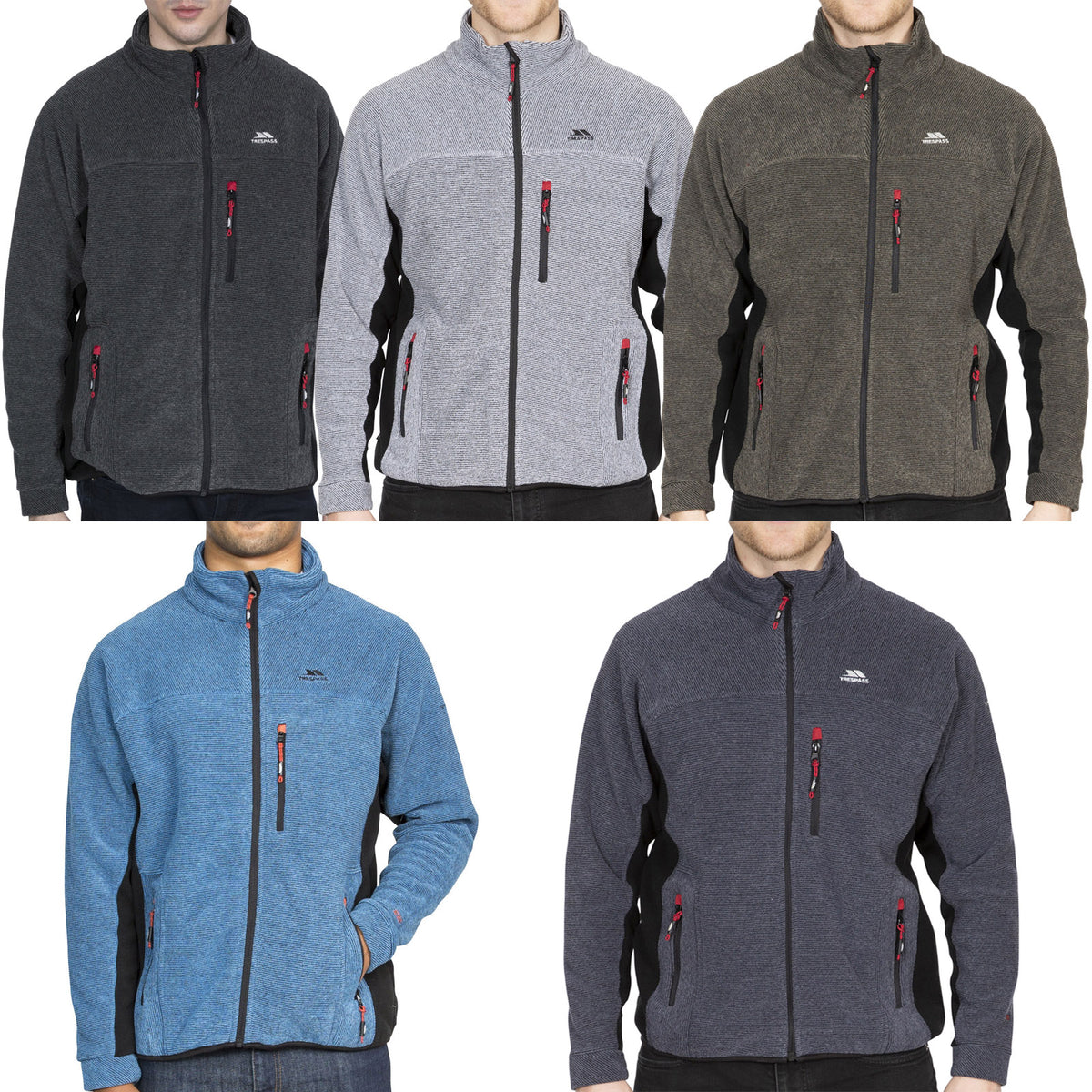 Mens Trespass Jynx Heavyweight Full Zip Fleece Jacket With Rib Effect - Warm Polyester Fleece
