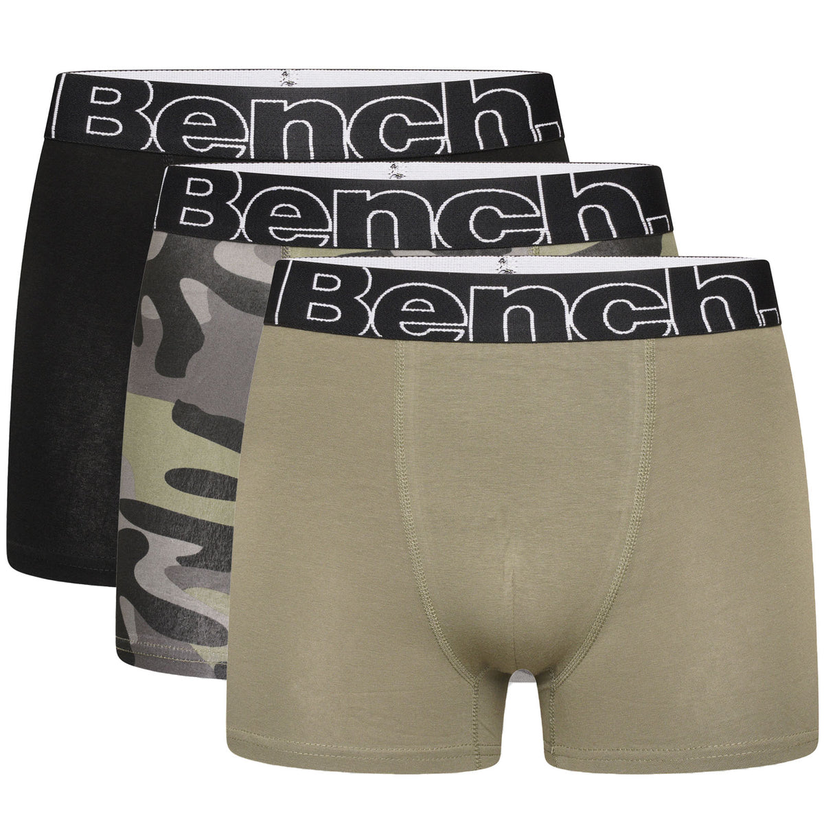 Bench Mens Bowden 3 Pack Elasticated Underwear Boxers Boxer Shorts -  Assorted
