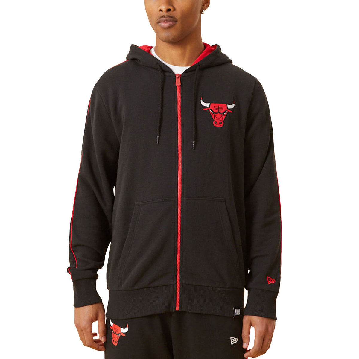 New Era Mens Chicago Bulls NBA Contrast Full Zip Hoodie - Black – Avenue 85