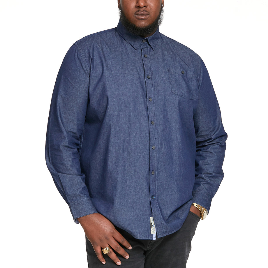 D555 Mens Jacob Big Tall Long Sleeve Button Down Denim Shirt