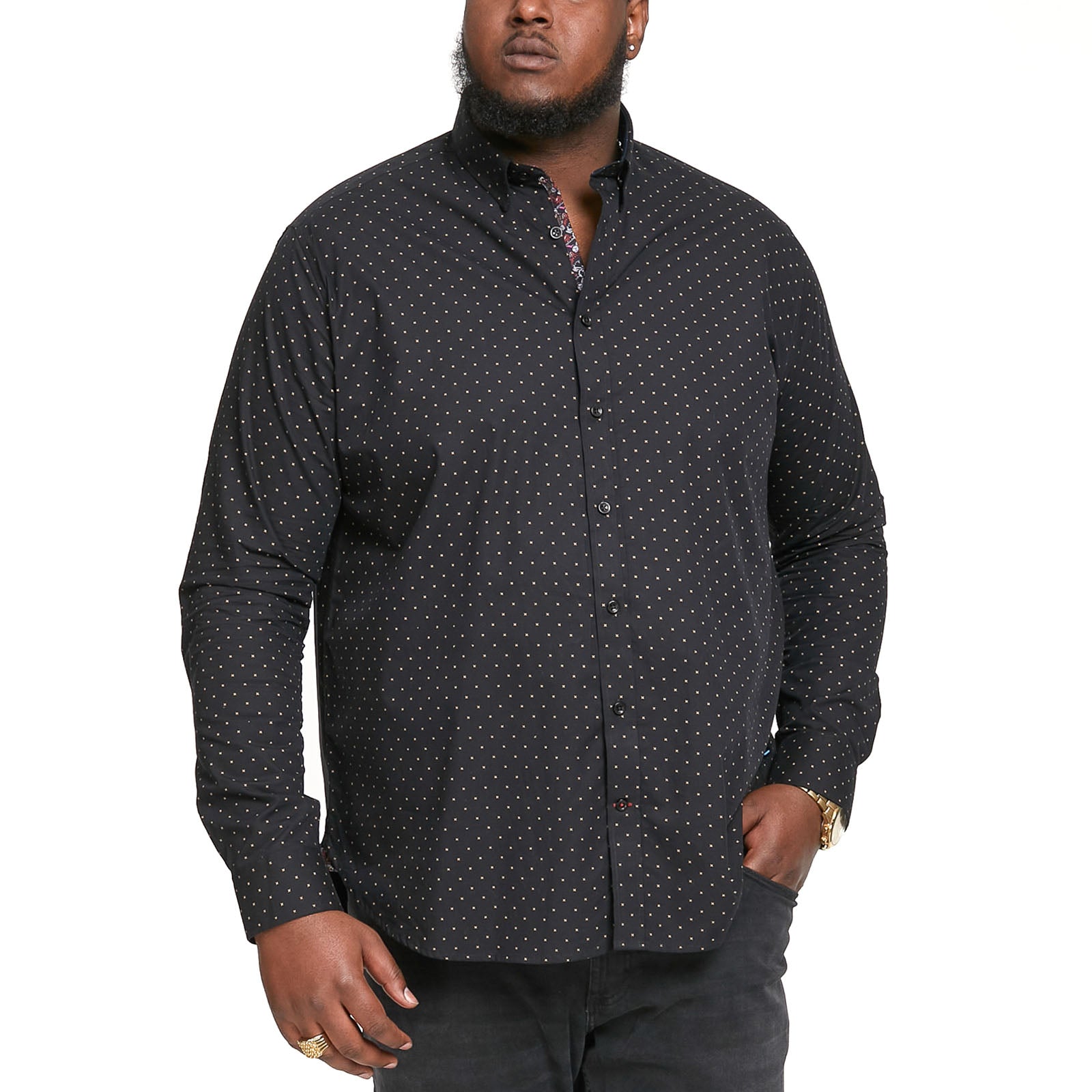 D555 Mens Bernard Big Tall Long Sleeve Button Down Denim Shirt
