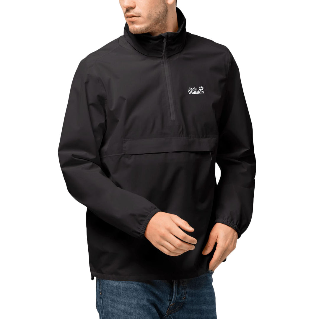 Jack Wolfskin Mens Pack Go Overhead Waterproof Jacket Black