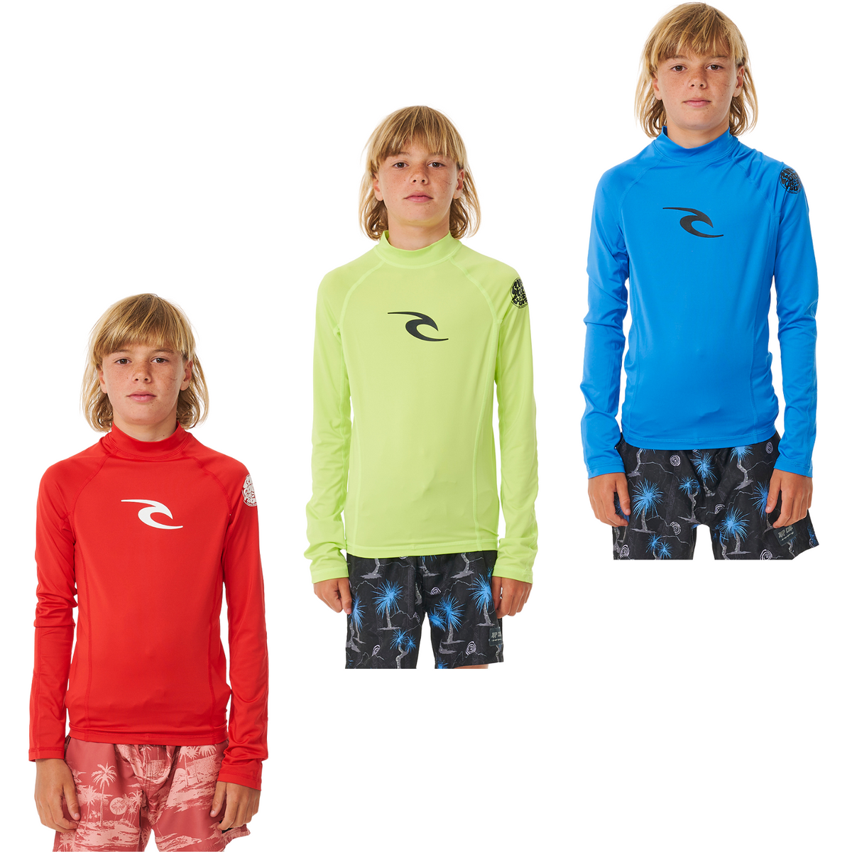 Chaleco De Licra Rip Curl Para Niño - Manga Larga, Protección UPF 50+, Tallas 8-16 Años, Color Lima
