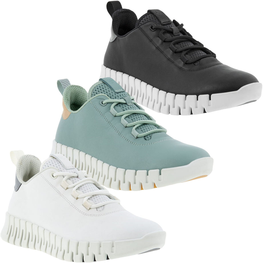 ECCO Womens Gruuv Leather Elastic Laces Trainers Avenue 85