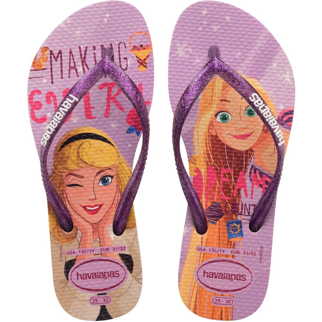 Tongs Havaianas Slim Princess - Pour Fille - Semelle Caoutchouc - Paillettes - Taille EU