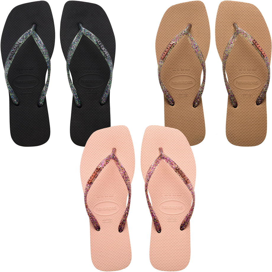 Havaianas Square Logo Metallic Flip Flops Avenue 85