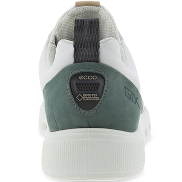 ECCO Mens Street 720 Leather GORE-TEX Trainers Concrete/Green