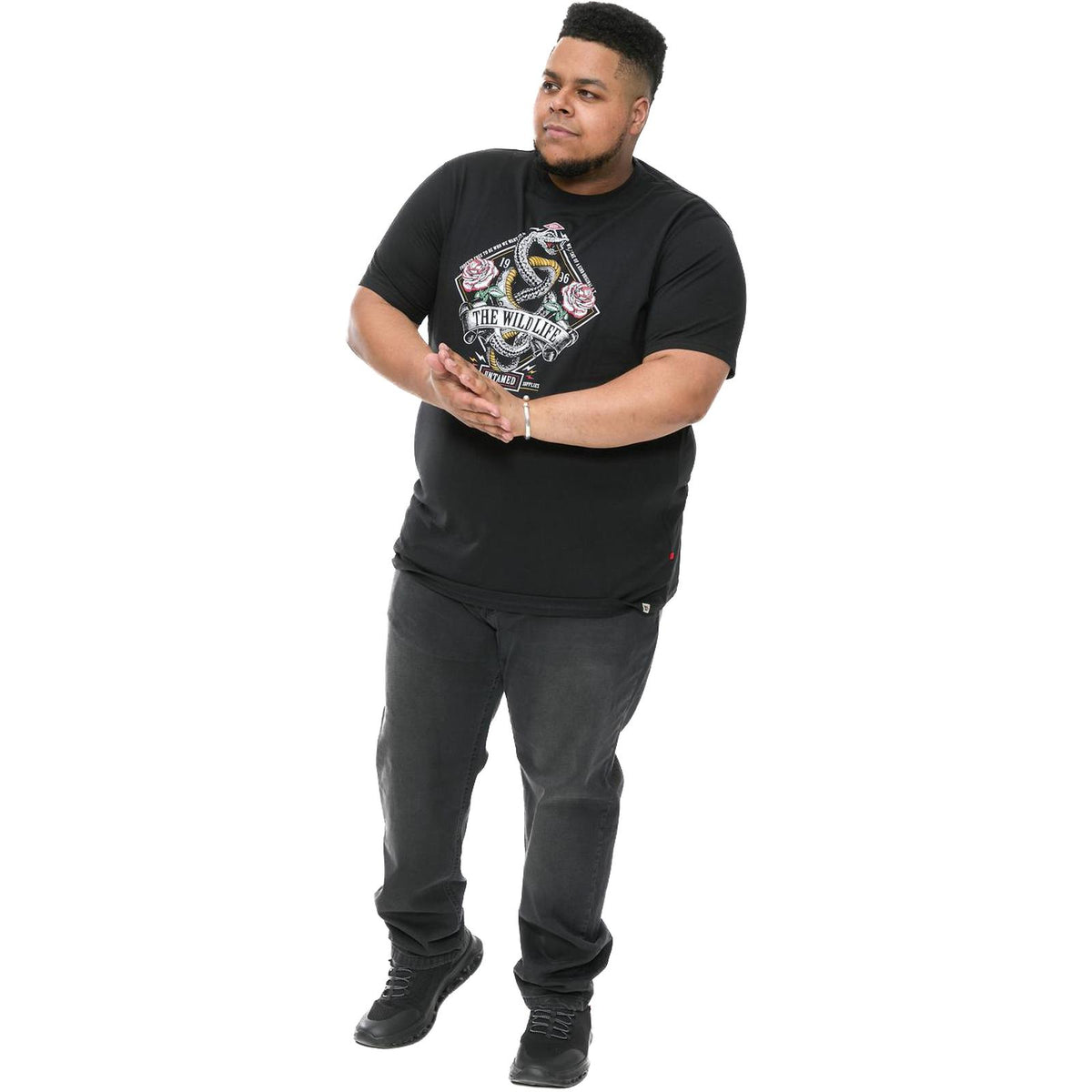 D555 Mens Malcom Big & Tall Snake And Roses Print Short Sleeve T-Shirt ...