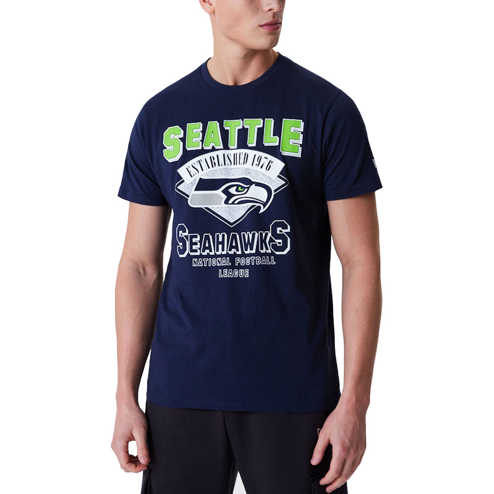 New Era Mens Seattle Seahawks NFL Team Wordmark T-Shirt Navy