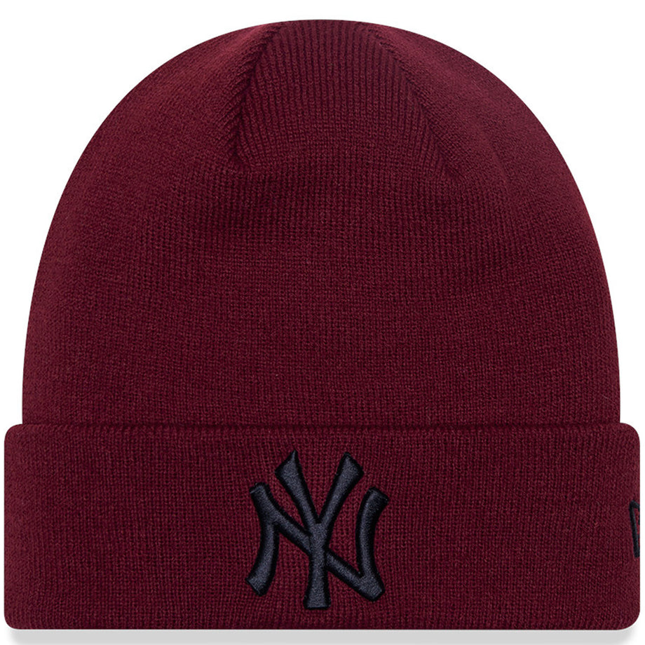 New Era Mens New York Yankees League Essentials Beanie Hat Dark Red Avenue 85