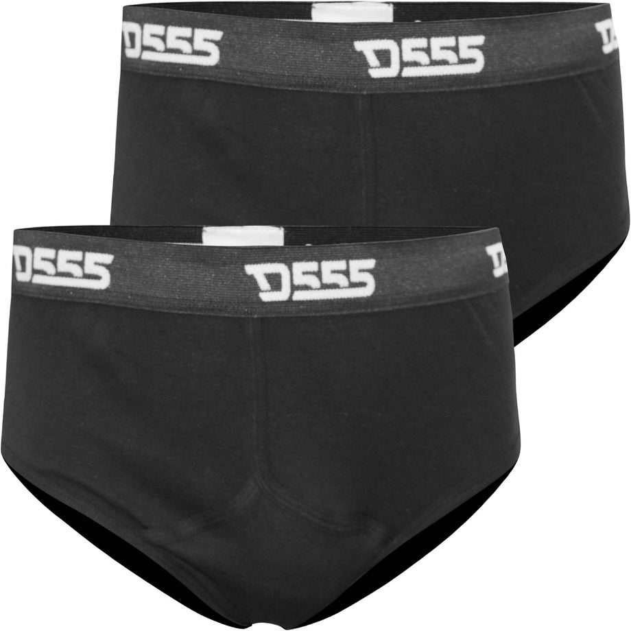 D555 Mens Thompson Big Tall King Size Cotton Briefs 2 Pack Black