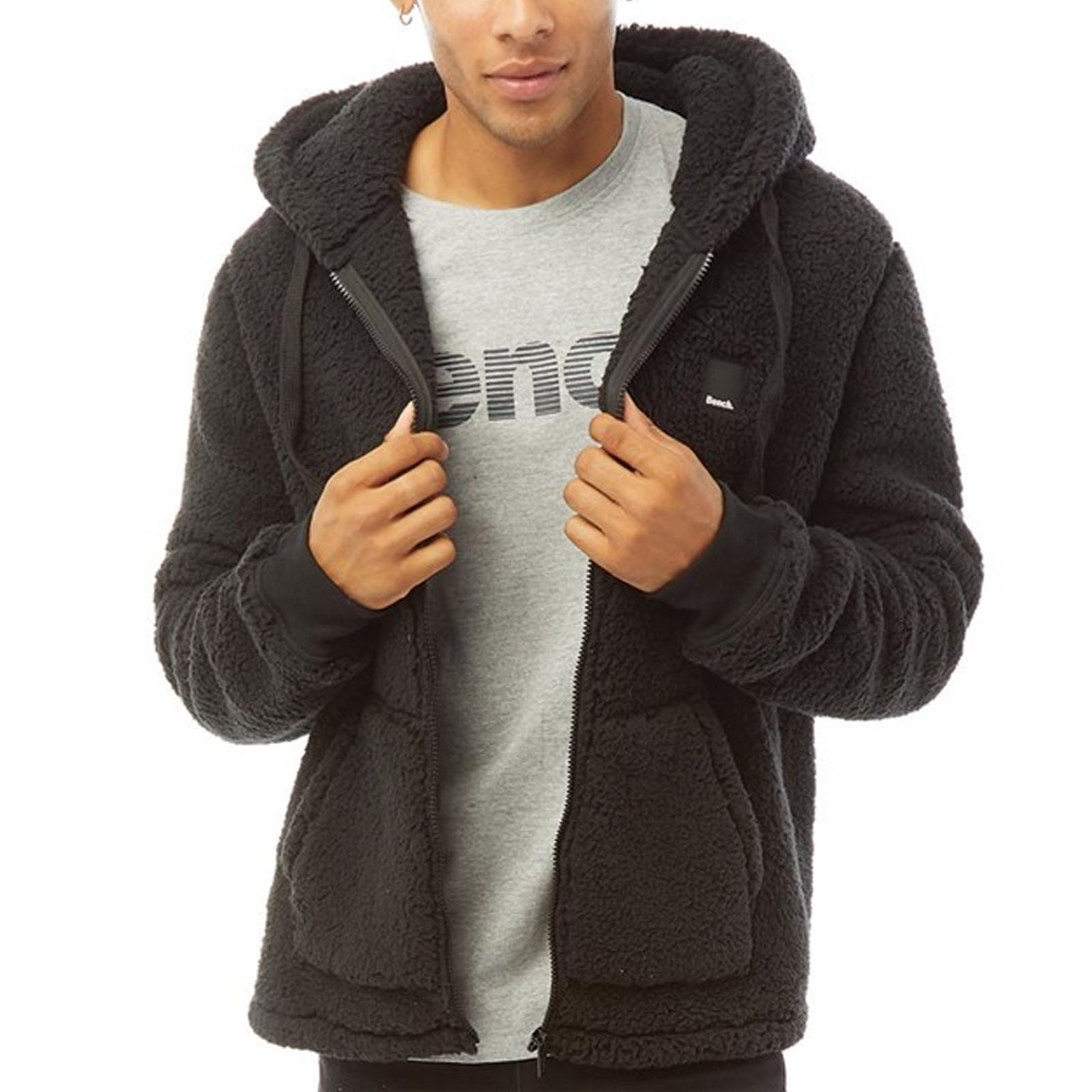 Bench Mens Tommy Borg Full Zip Teddy Bear Fleece Jacket Avenue 85