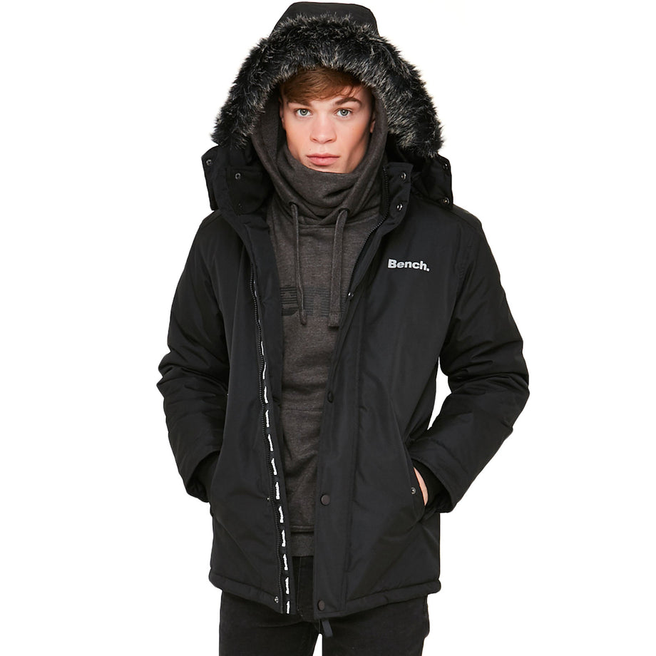 Bench Mens Tonne Faux Fur Hooded Parka Jacket Black – Avenue 85