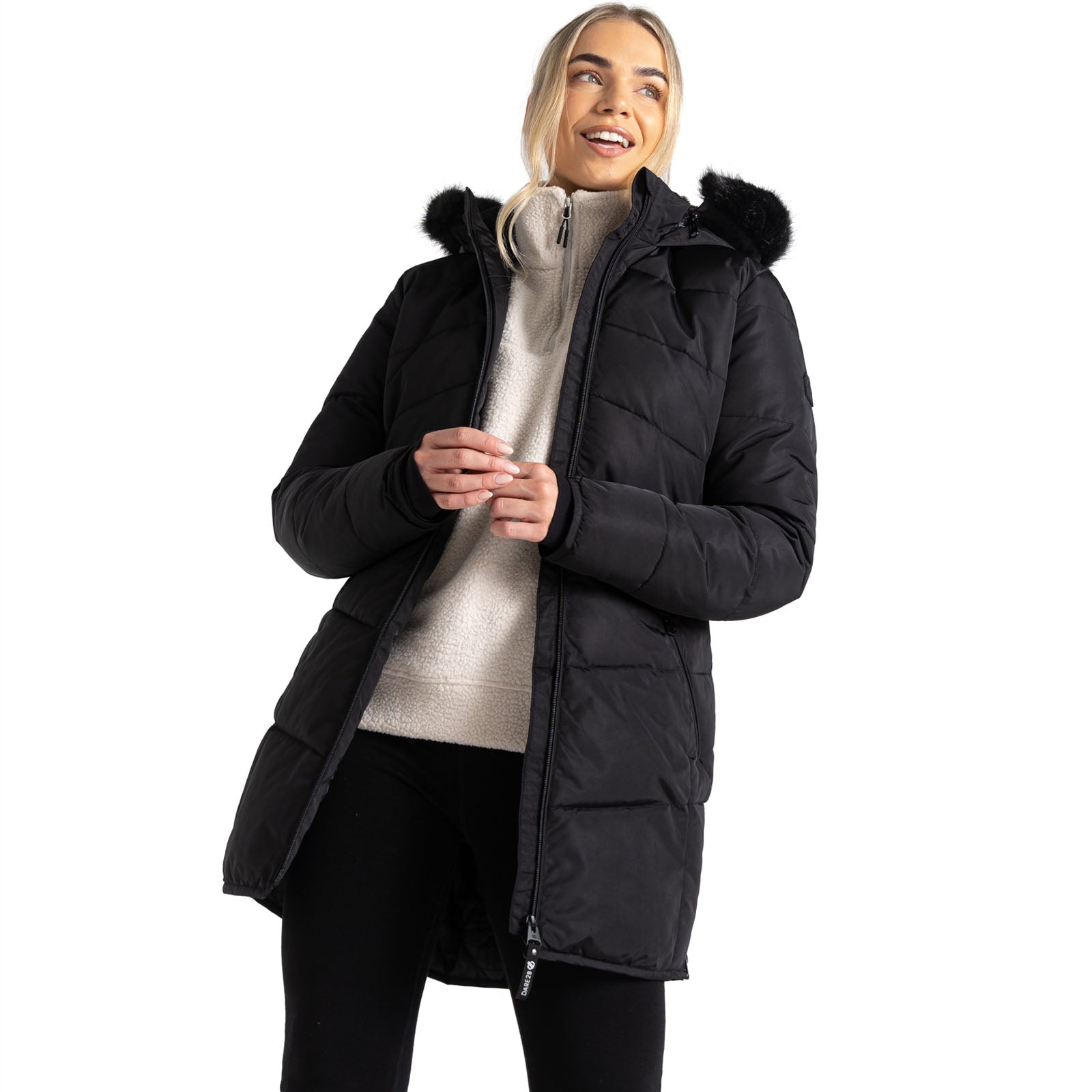 Long black padded coat clearance ladies