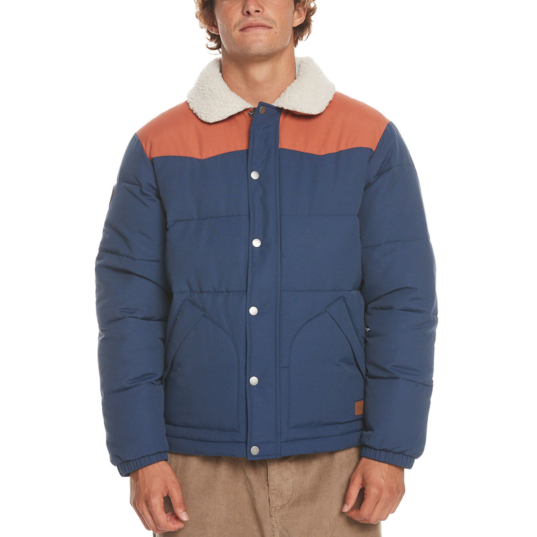 Quiksilver Mens The Puffer Sherpa Collar Padded Jacket Naval