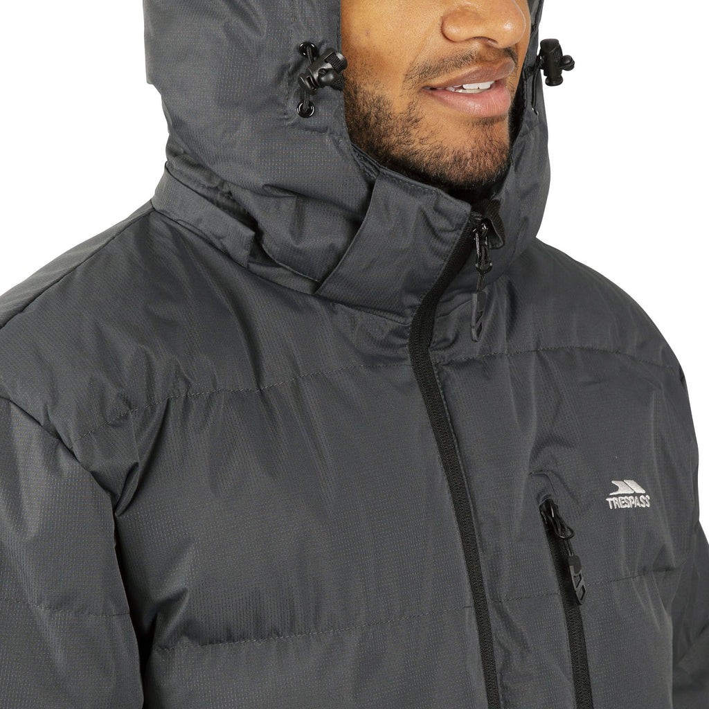 Trespass mens clip cheap padded hooded jacket navy