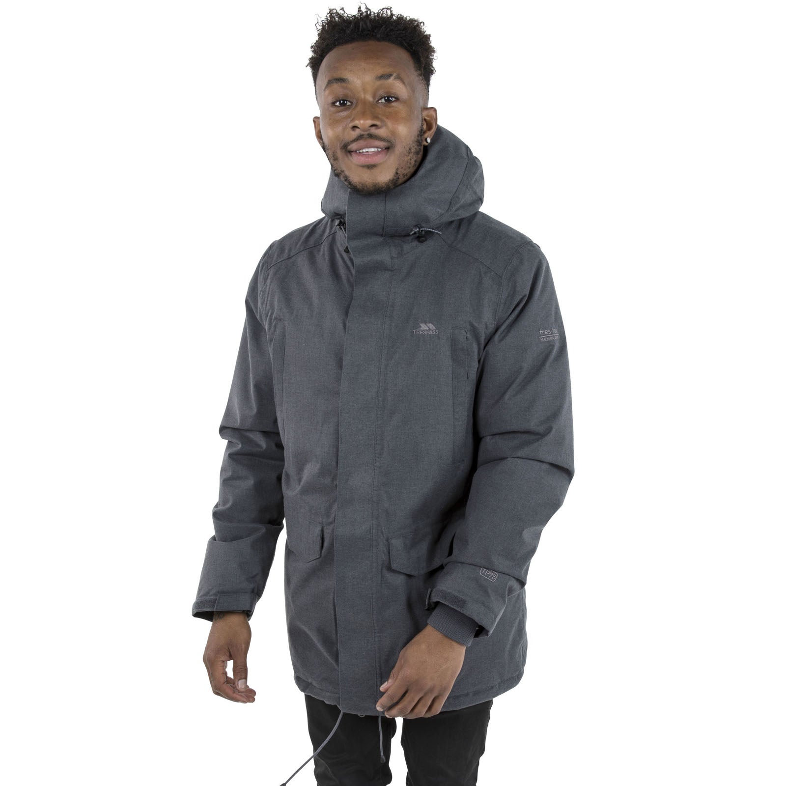 Trespass Mens Glover Hooded Waterproof Long Jacket Grey – Avenue 85