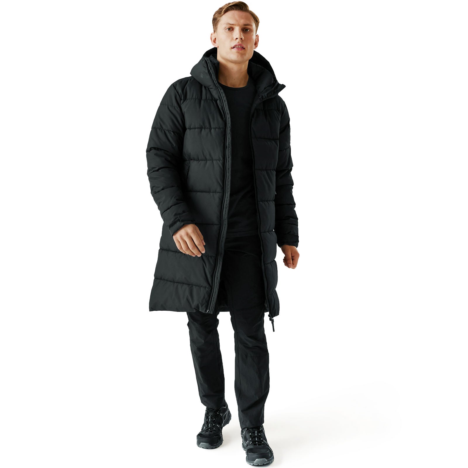 Men's Longline Winter Quilted Jacket Black Bolf 22M62