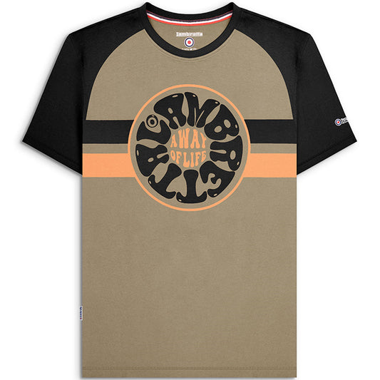 Lambretta Men's Target Raglan T-Shirt – Classic Mod Style With Contrast Sleeves