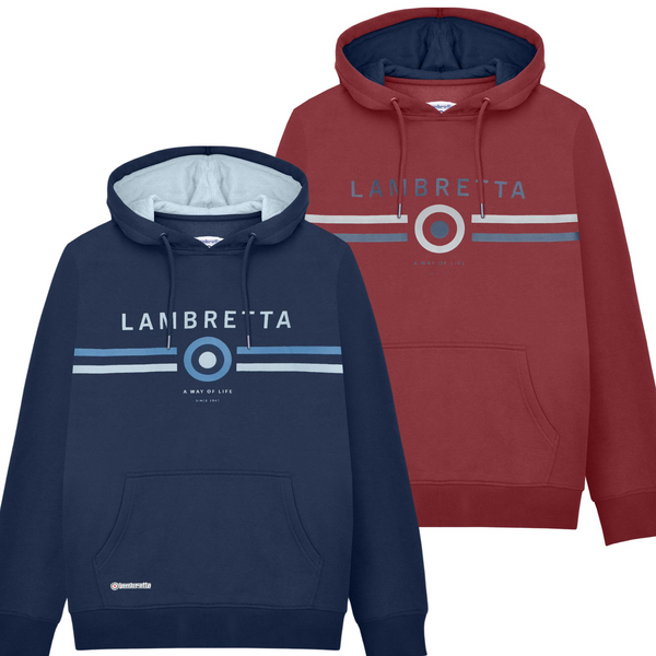 Lambretta Men's Navy Hoodie - Target Logo With Kangaroo Pockets, 70% Cotton Mod Style - View #3