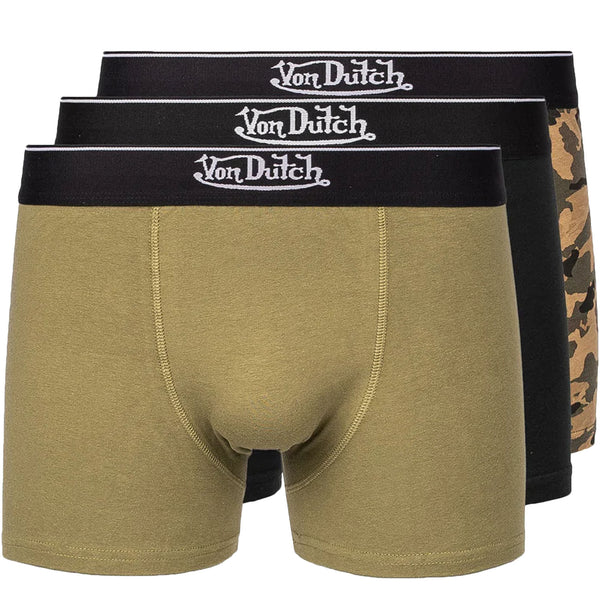 Von Dutch Mens Contrast Pack Elasticated Boxer Shorts Green