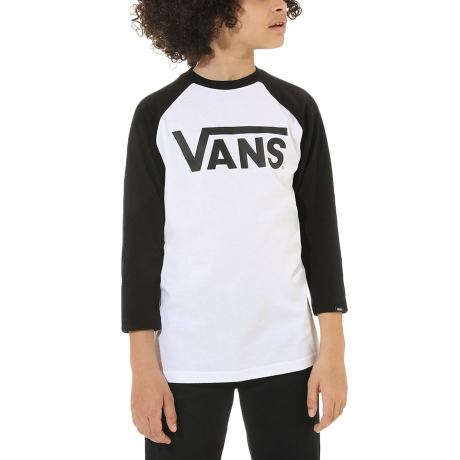 Vans Kids Classic Raglan Crew Neck Cotton T-Shirt Black/White