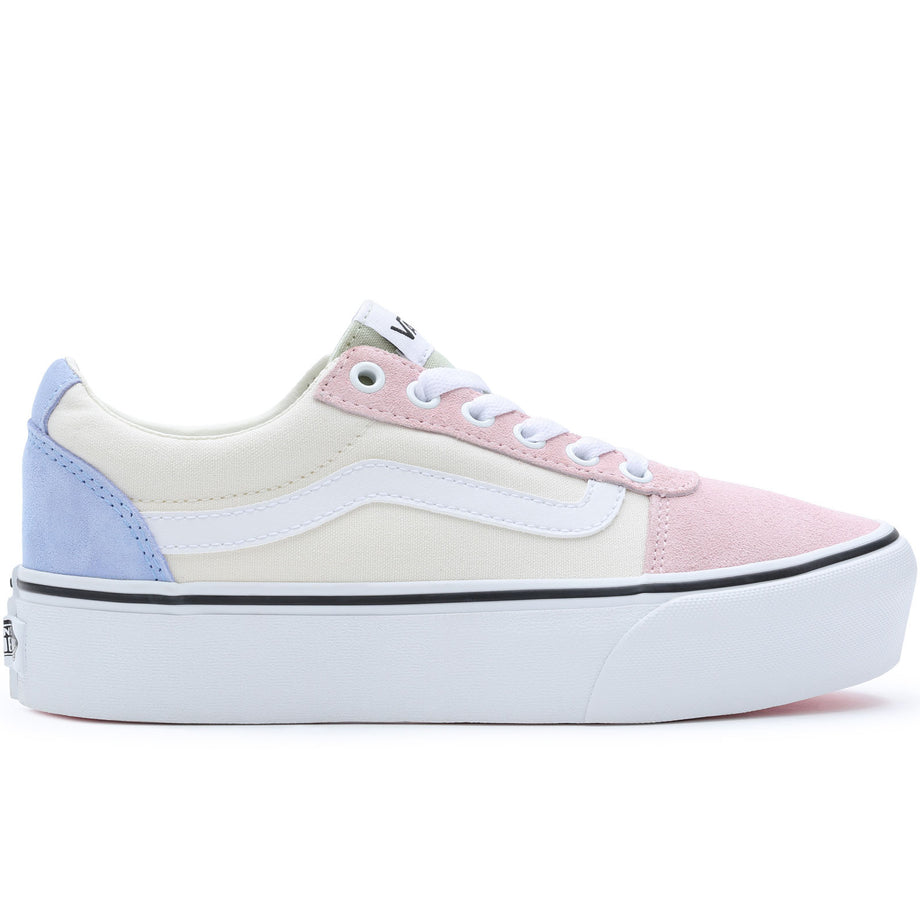 Vans Womens Ward Platform Chunky Canvas Trainers Light Purple