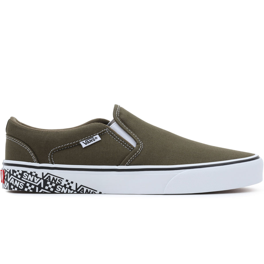 Vans slip ons mens olive discount