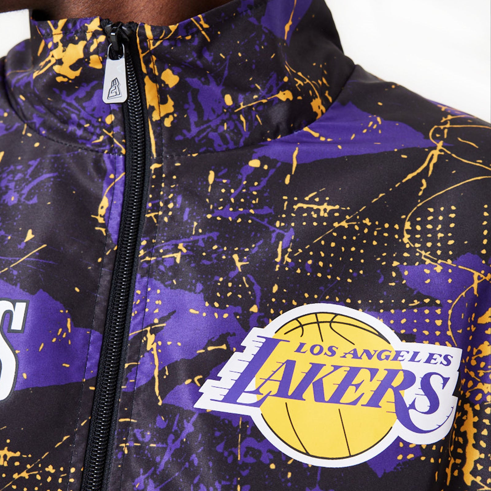 New Era Mens Los Angeles Lakers All Over Print Full Zip Track Jacket - Black