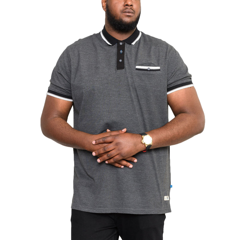 Duke D555 Mens Westbourne Big Tall Pique 3 Button Polo Shirt Charcoal