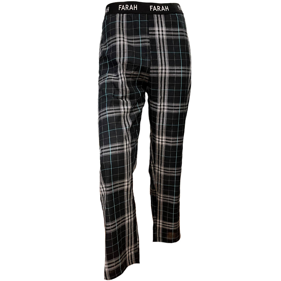 Farah Mens Gerritt Elasticated Checked Lounge Pants Black