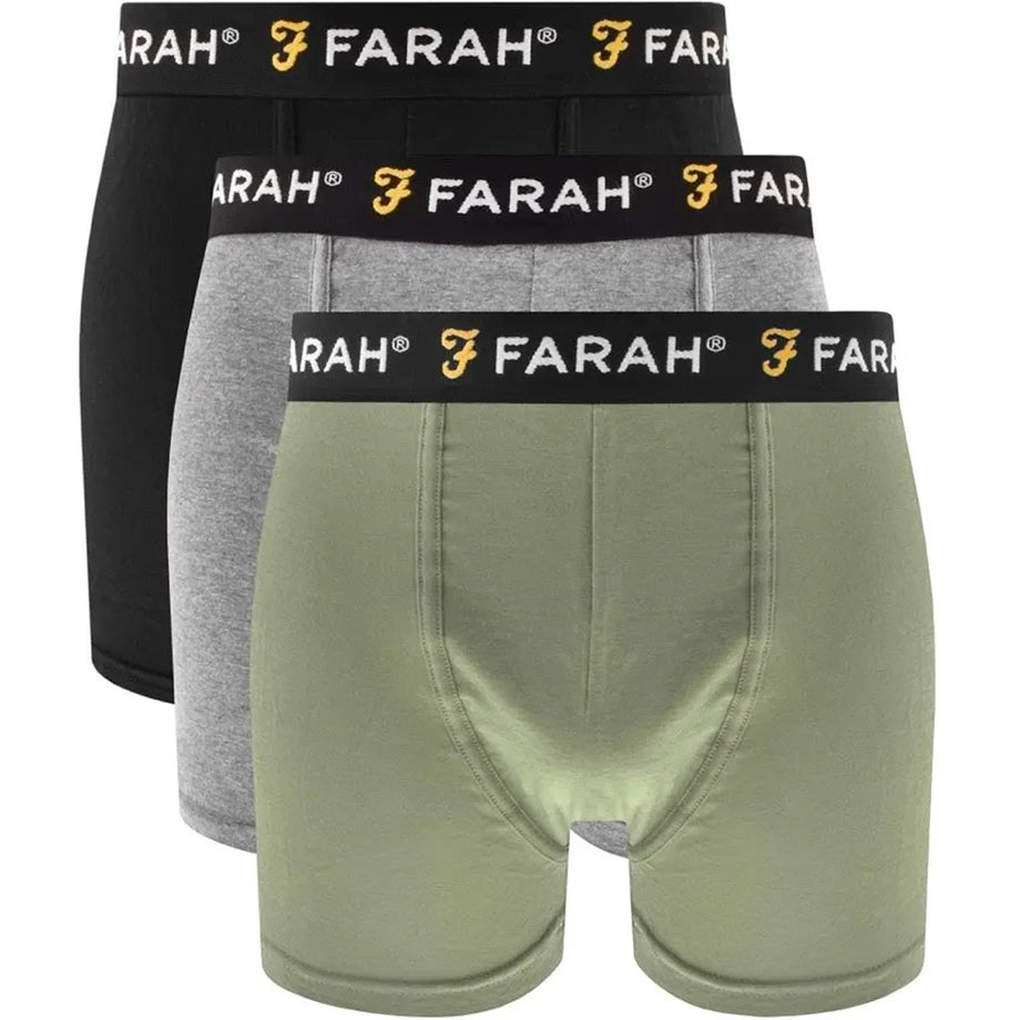 Farah Mens Karlos 3 Pack Boxer Shorts Assorted Avenue 85