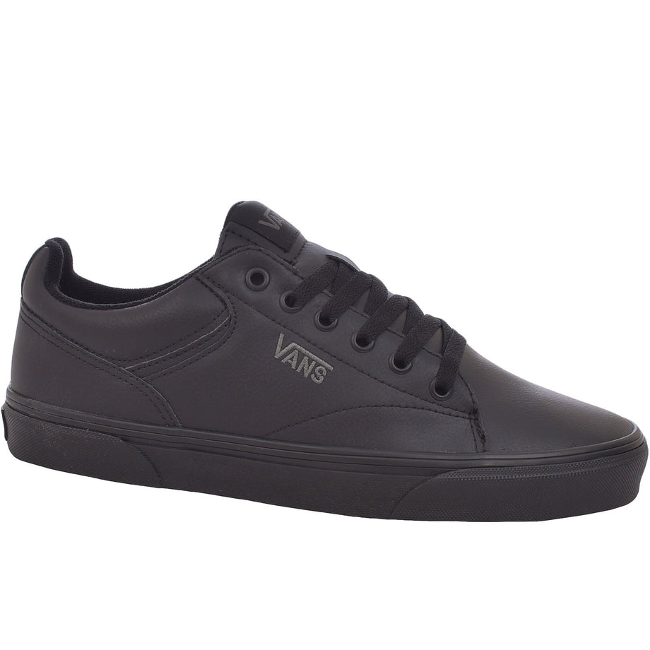 Black leather vans lace-ups hotsell